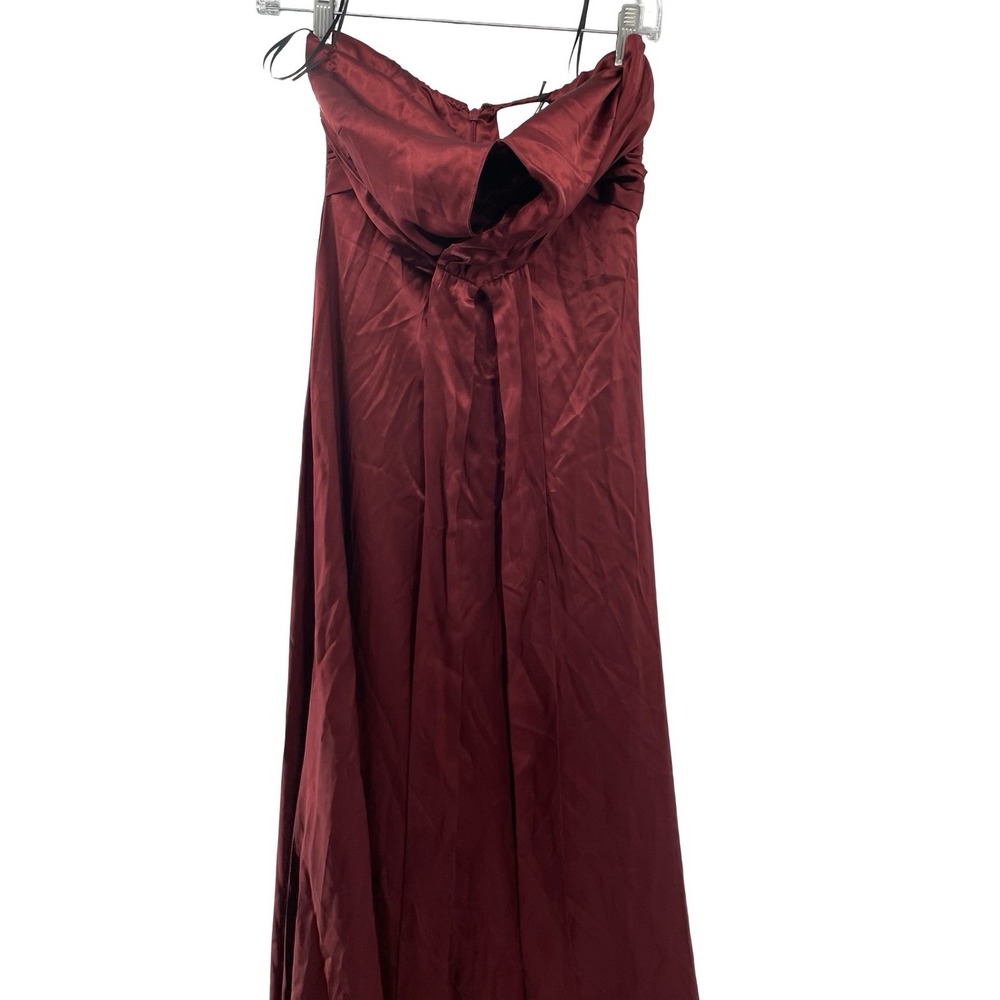 Reformation Women's Cassi Dress Strapless Maxi Bordeaux Silk 0